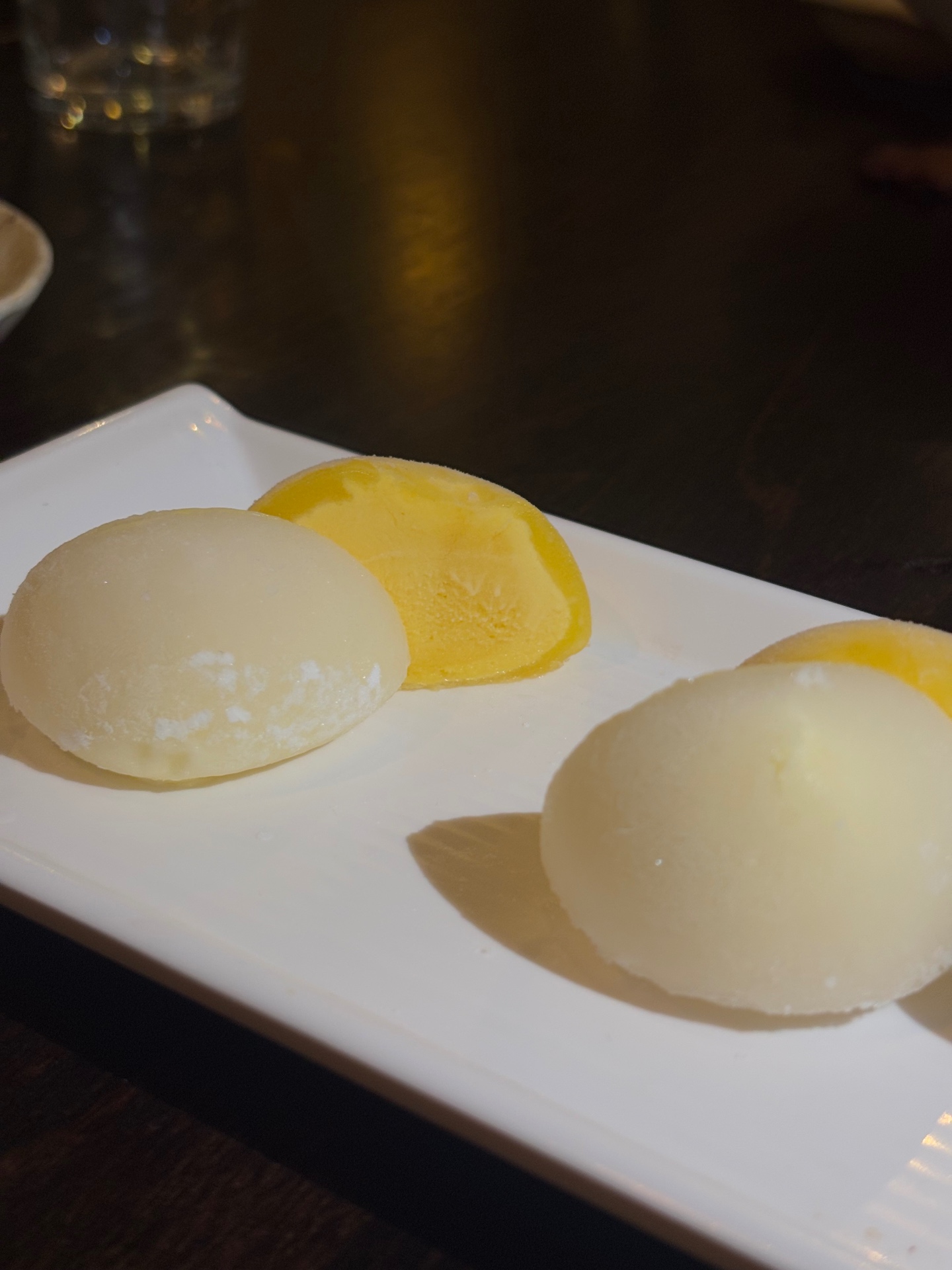 Mango and vanilla mochi ice cream
